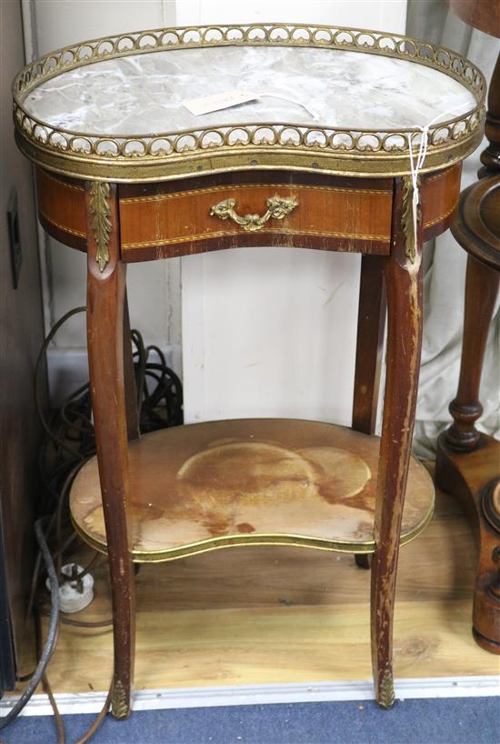 A French kidney shaped two tier table W.44cm